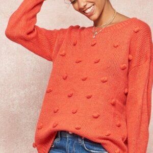 Three Cheers Pom-Pom Knit Loose-Fit Sweater